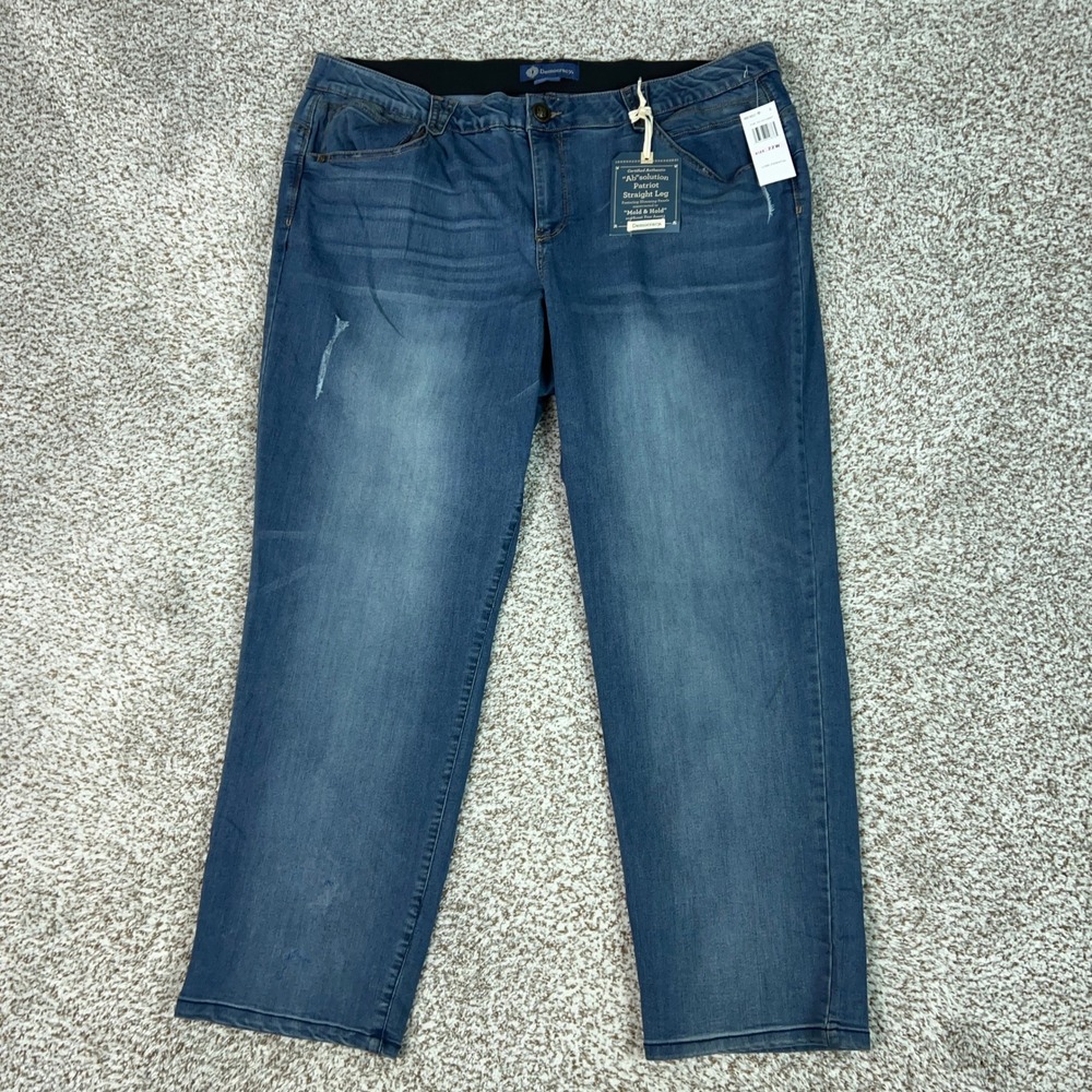 Democracy Jeans Womens 22W Blue Straight Leg Ab Solution Stretch Plus Size Denim
